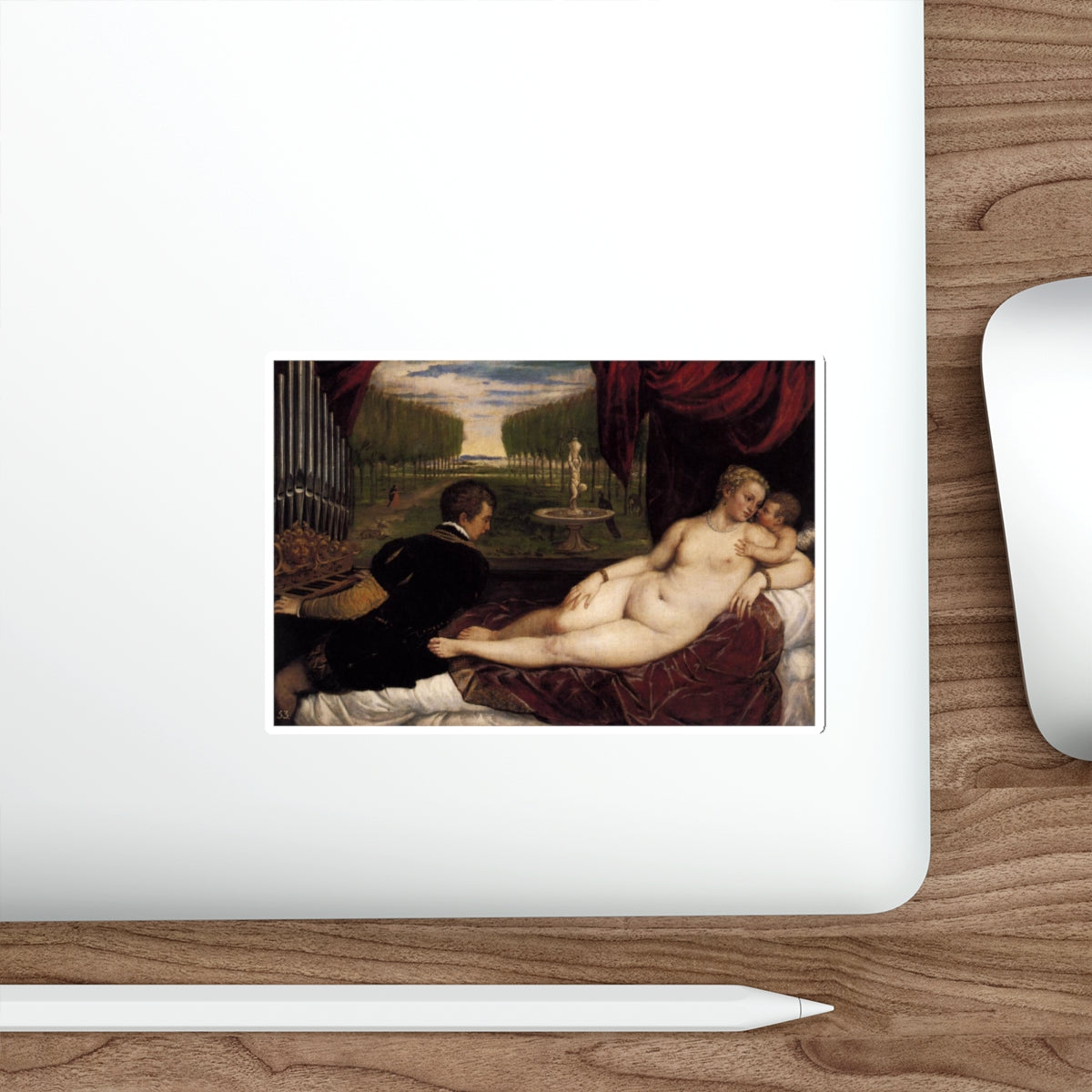 TIZIANO Vecellio - Venus with Organist and Cupid (Artwork) STICKER Vinyl Die-Cut Decal-The Sticker Space