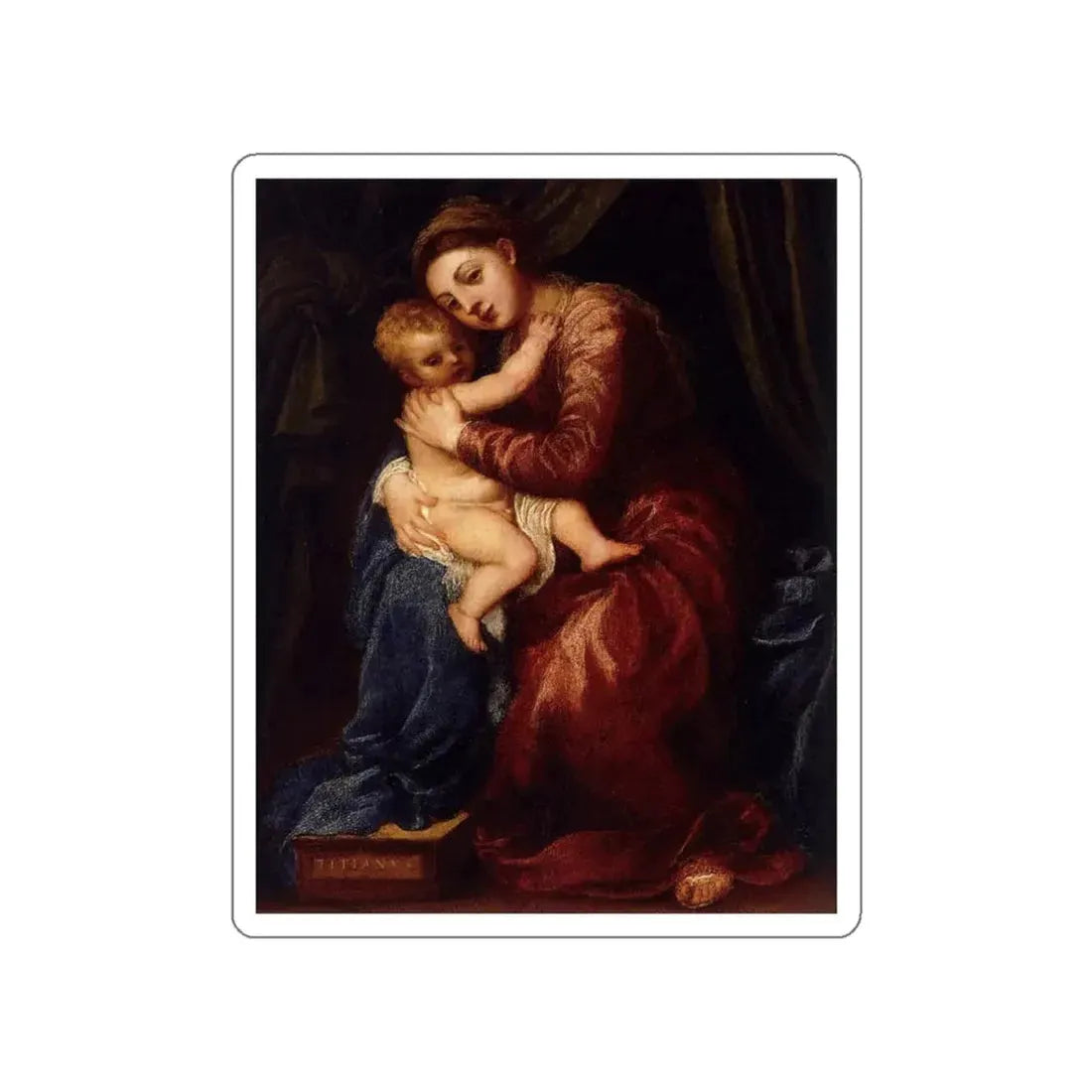 TIZIANO Vecellio - Virgin and Child (Artwork) STICKER Vinyl Die-Cut Decal White Die-Cut 3 Inch - The Sticker Space