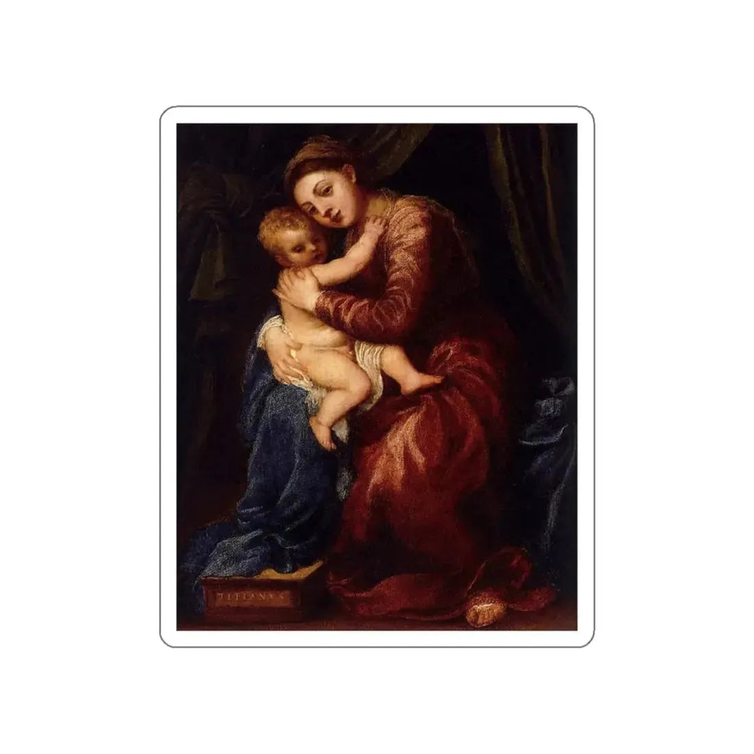 TIZIANO Vecellio - Virgin and Child (Artwork) STICKER Vinyl Die-Cut Decal White Die-Cut 6 Inch - The Sticker Space
