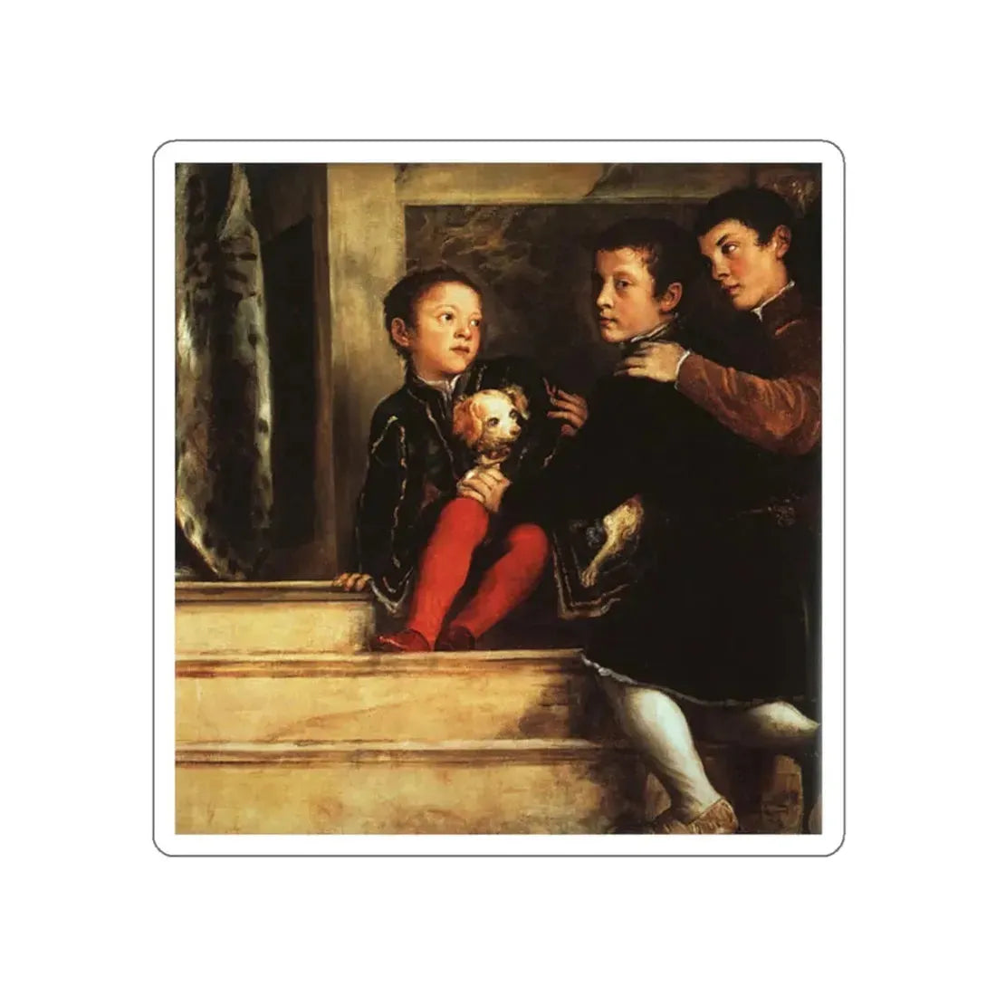TIZIANO Vecellio - Votive Portrait of the Vendramin Family (Artwork) STICKER Vinyl Die-Cut Decal White Die-Cut 2 Inch - The Sticker Space
