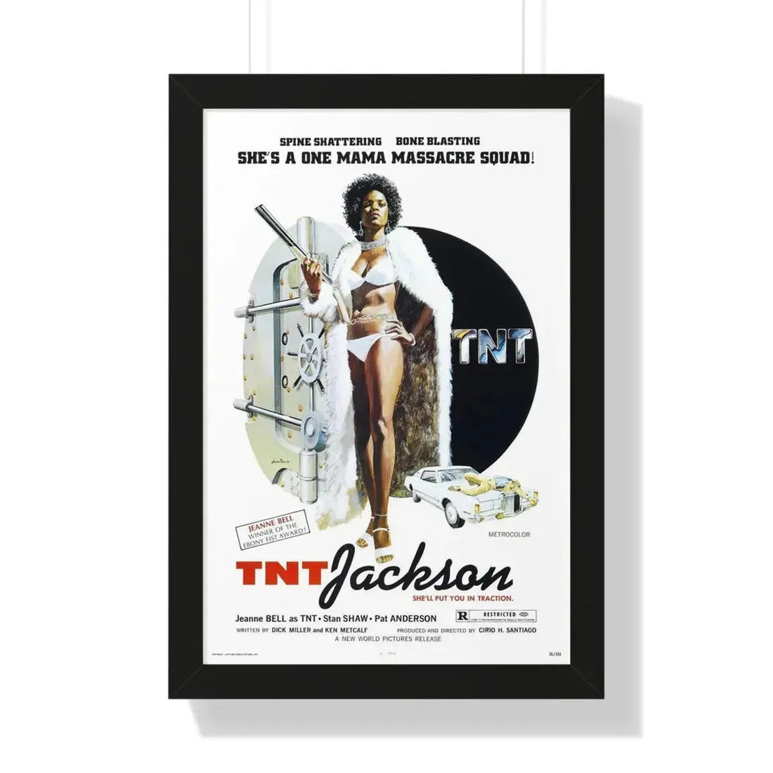 TNT JACKSON 1974 - Framed Movie Poster 16″ x 24″ Black - The Sticker Space