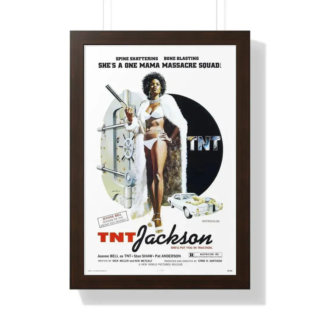TNT JACKSON 1974 - Framed Movie Poster 16″ x 24″ Walnut - The Sticker Space