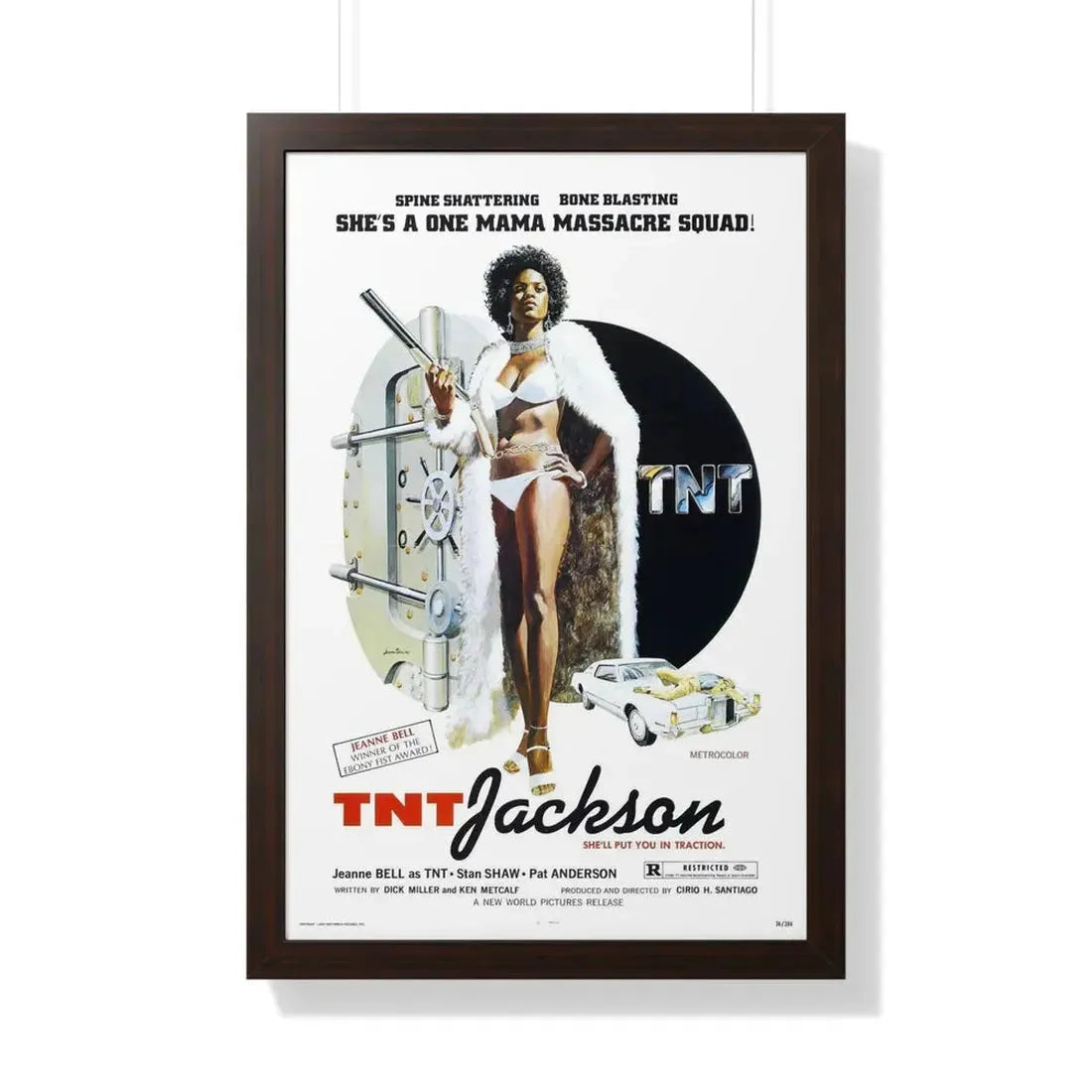 TNT JACKSON 1974 - Framed Movie Poster 20" x 30" Walnut - The Sticker Space