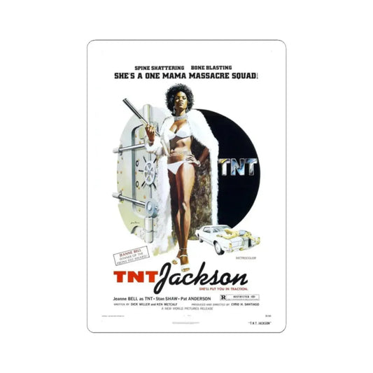 TNT JACKSON 1974 Movie Poster - STICKER Vinyl Kiss-Cut Decal 2 Inch White - The Sticker Space