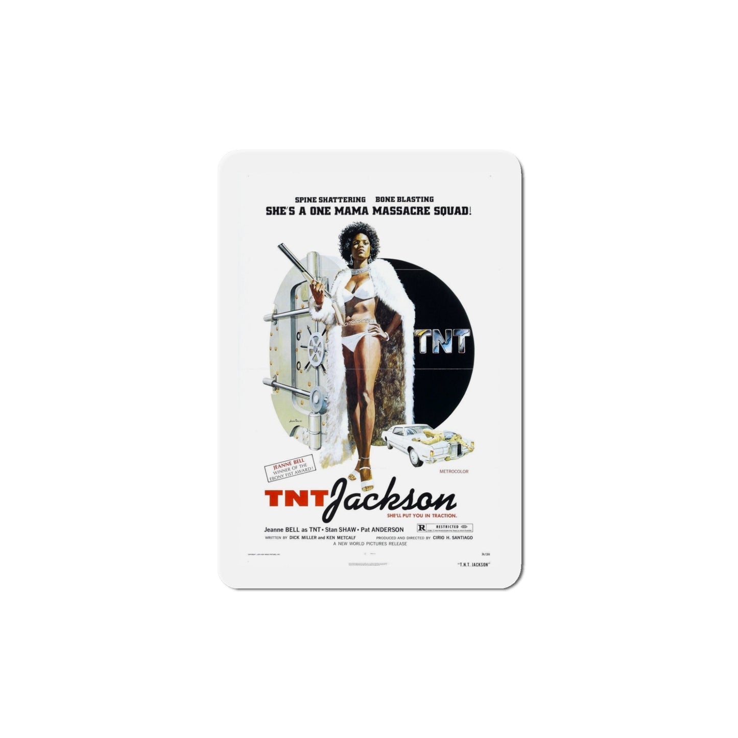 TNT Jackson 1975 Movie Poster Die-Cut Magnet-5" x 5"-The Sticker Space