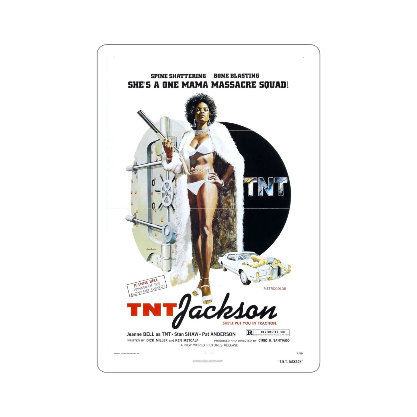 TNT Jackson 1975 Movie Poster STICKER Vinyl Die-Cut Decal-5 Inch-The Sticker Space