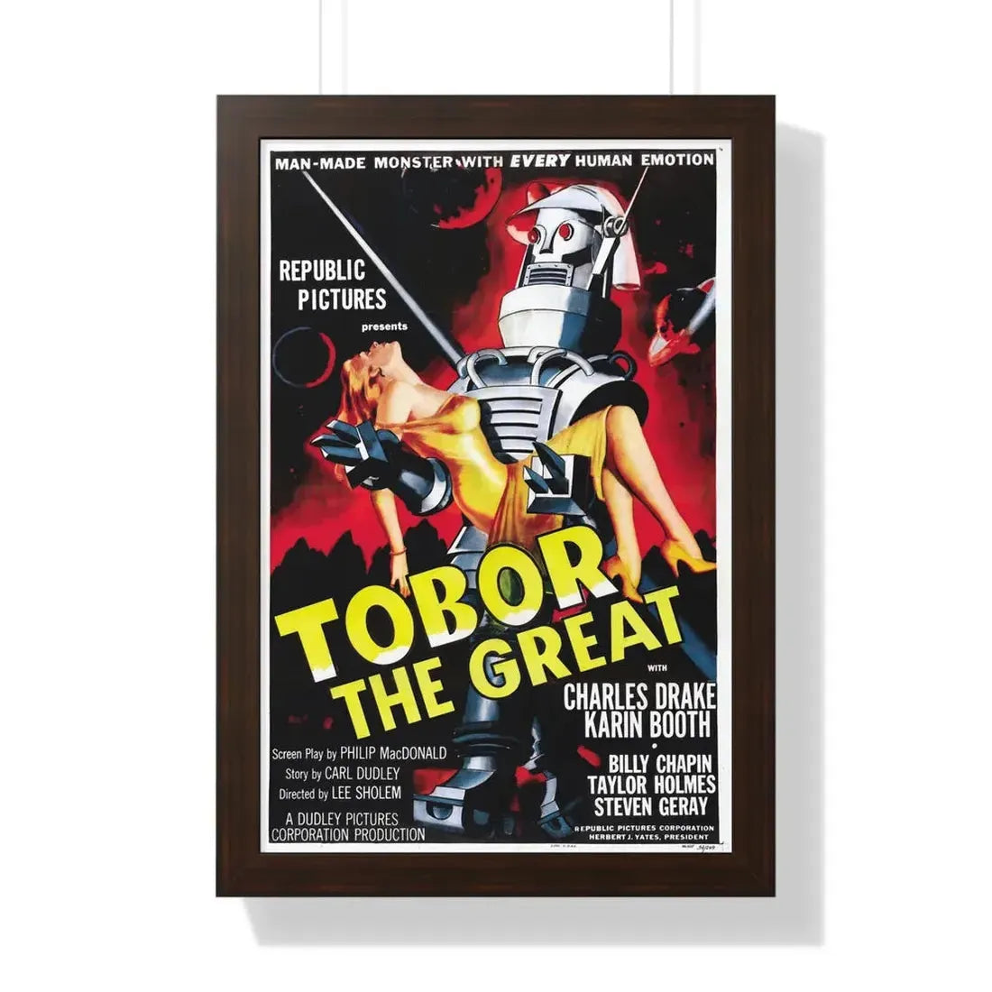 TOBOR THE GREAT 1954 - Framed Movie Poster 16″ x 24″ Walnut - The Sticker Space
