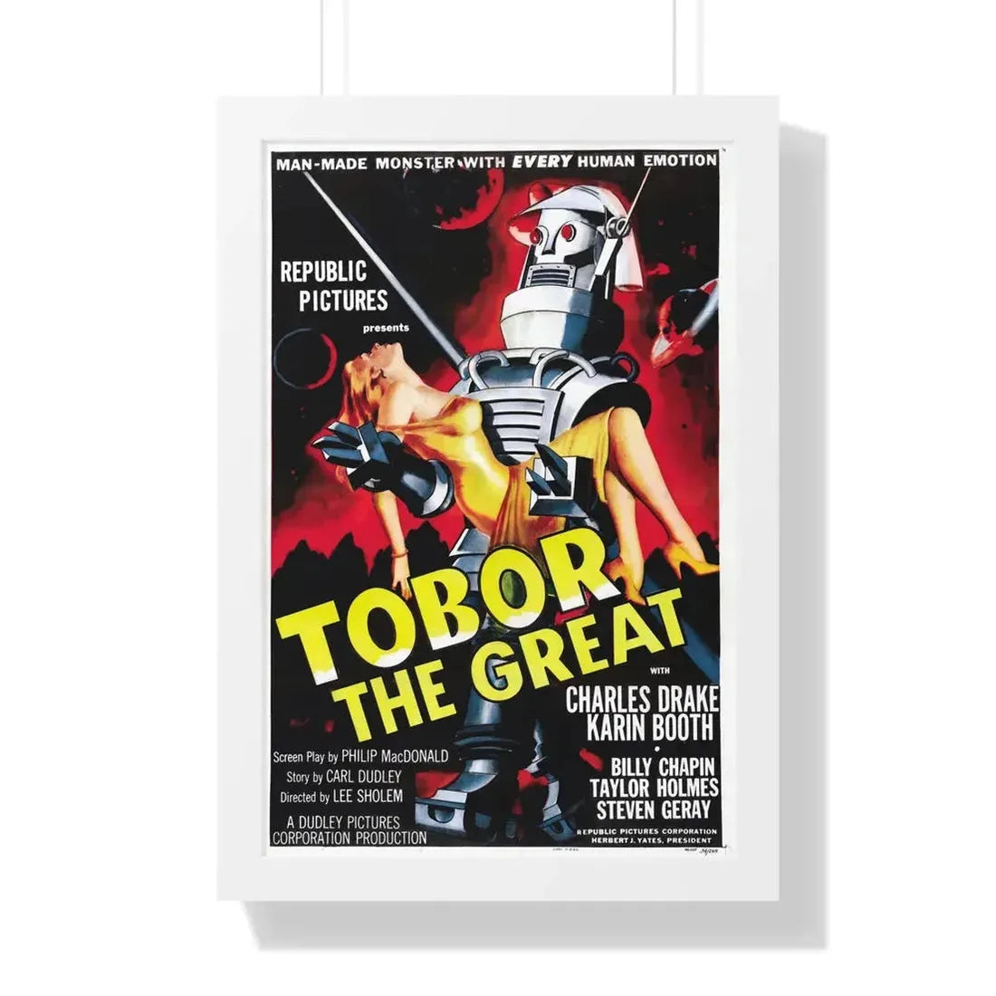 TOBOR THE GREAT 1954 - Framed Movie Poster 16″ x 24″ White - The Sticker Space
