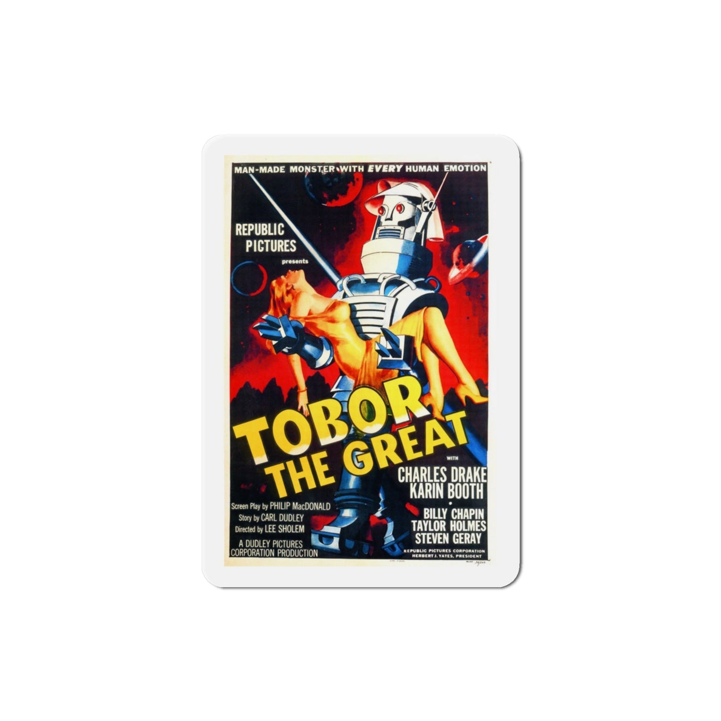 Tobor the Great 1954 Movie Poster Die-Cut Magnet-3 Inch-The Sticker Space