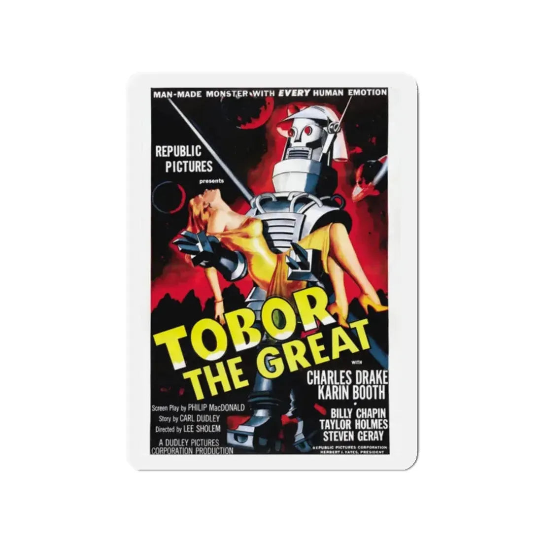 TOBOR THE GREAT 1954 Movie Poster - Refrigerator Magnet 2 Inch Die-Cut - The Sticker Space