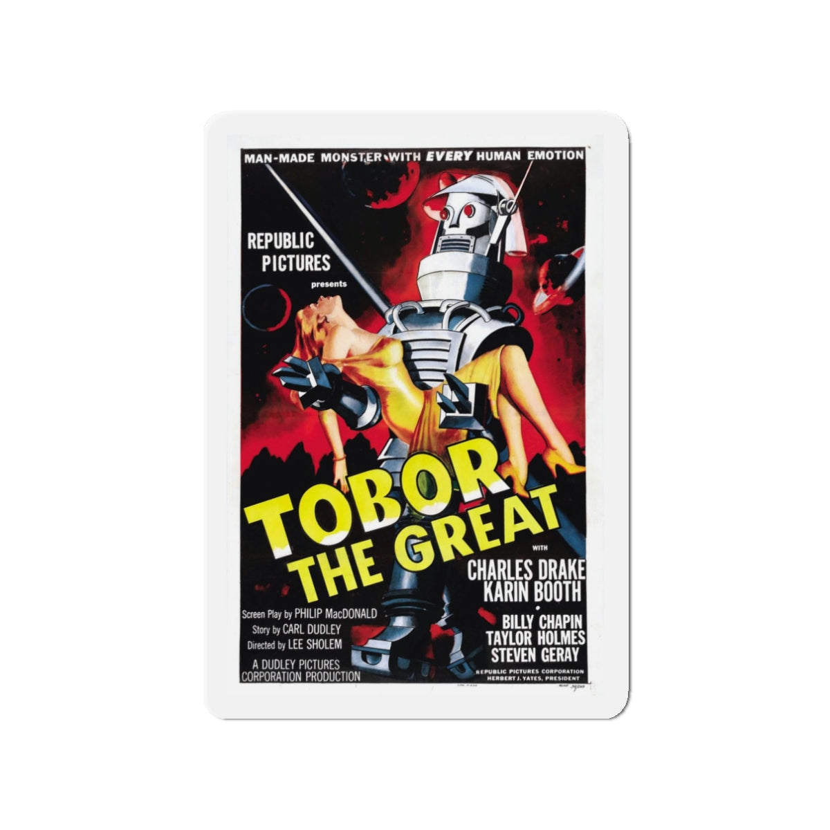 TOBOR THE GREAT 1954 Movie Poster - Refrigerator Magnet-3 Inch-Die-Cut-The Sticker Space