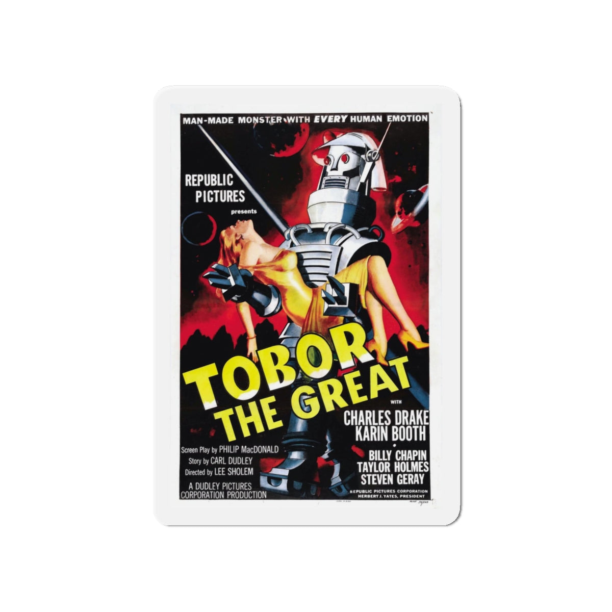 TOBOR THE GREAT 1954 Movie Poster - Refrigerator Magnet-4 Inch-Die-Cut-The Sticker Space