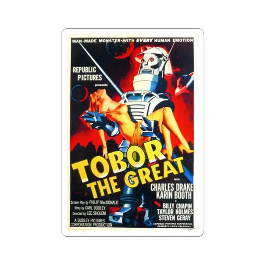 Tobor the Great 1954 Movie Poster - STICKER Vinyl Kiss-Cut Decal 2 Inch White - The Sticker Space