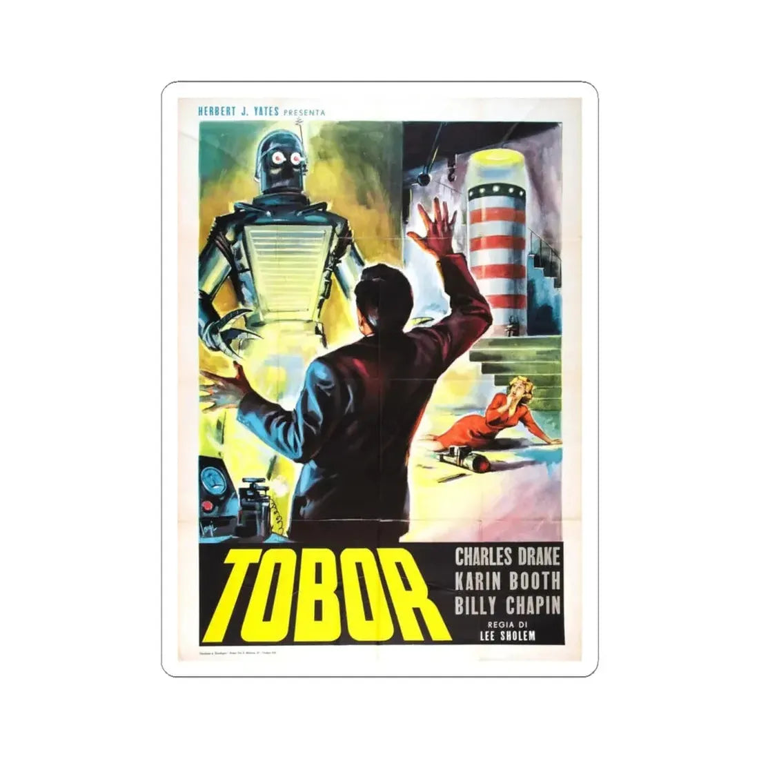 TOBOR THE GREAT (2) 1954 Movie Poster - STICKER Vinyl Kiss-Cut Decal 4 Inch White - The Sticker Space