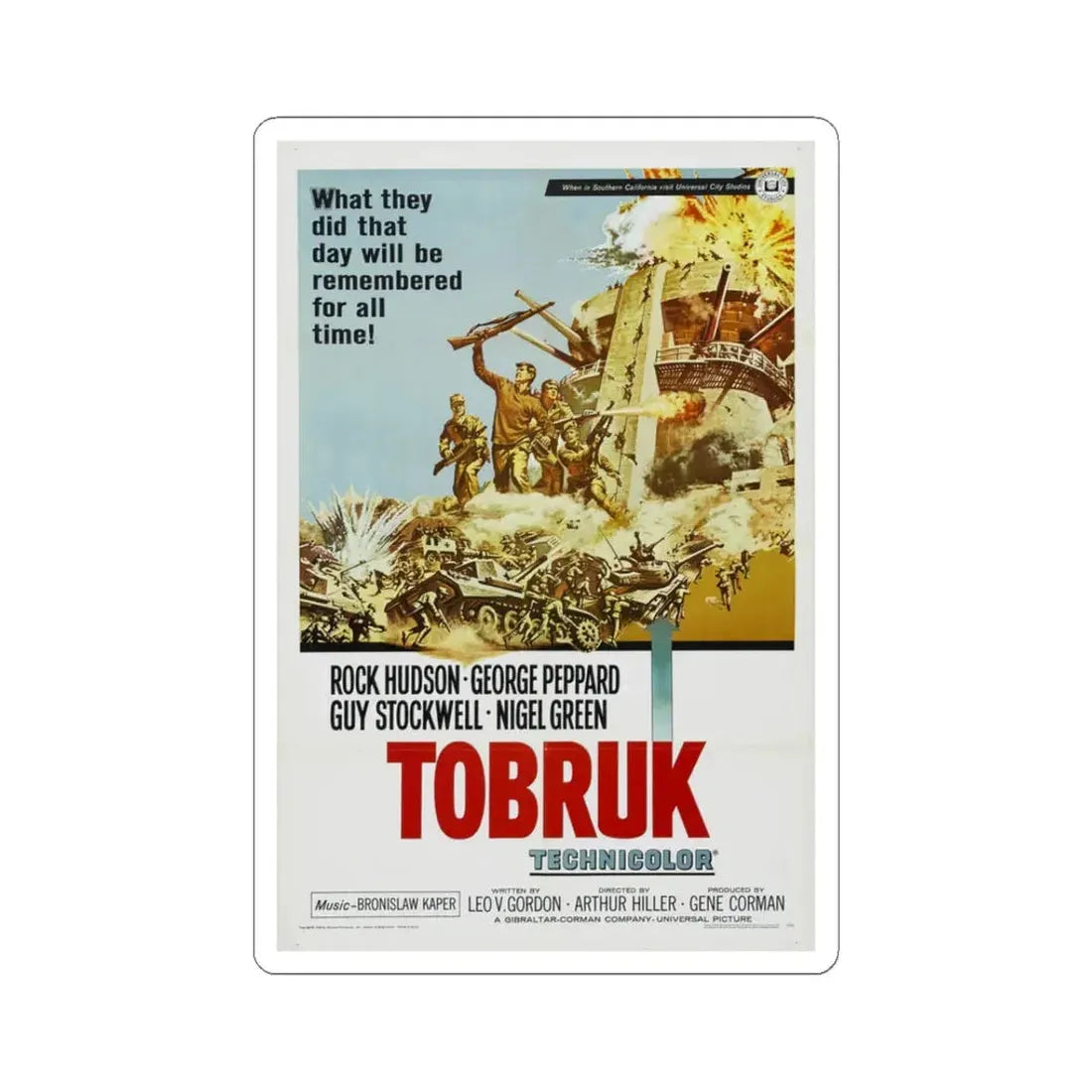 Tobruk 1967 Movie Poster - STICKER Vinyl Kiss-Cut Decal 3 Inch White - The Sticker Space