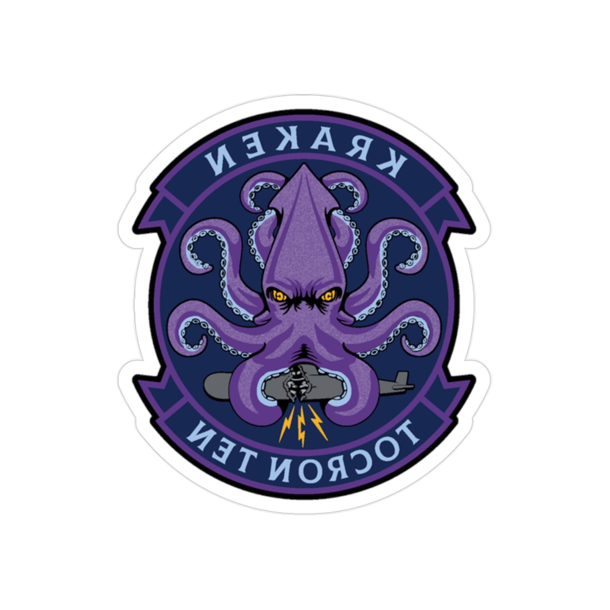 TOCRON TEN KRAKEN (U.S. Navy) REVERSE PRINT Transparent STICKER-2 Inch-The Sticker Space