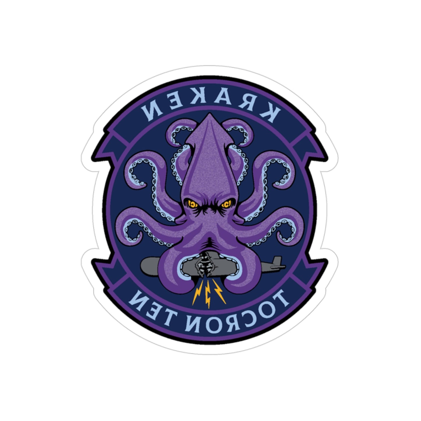 TOCRON TEN KRAKEN (U.S. Navy) REVERSE PRINT Transparent STICKER-3 Inch-The Sticker Space