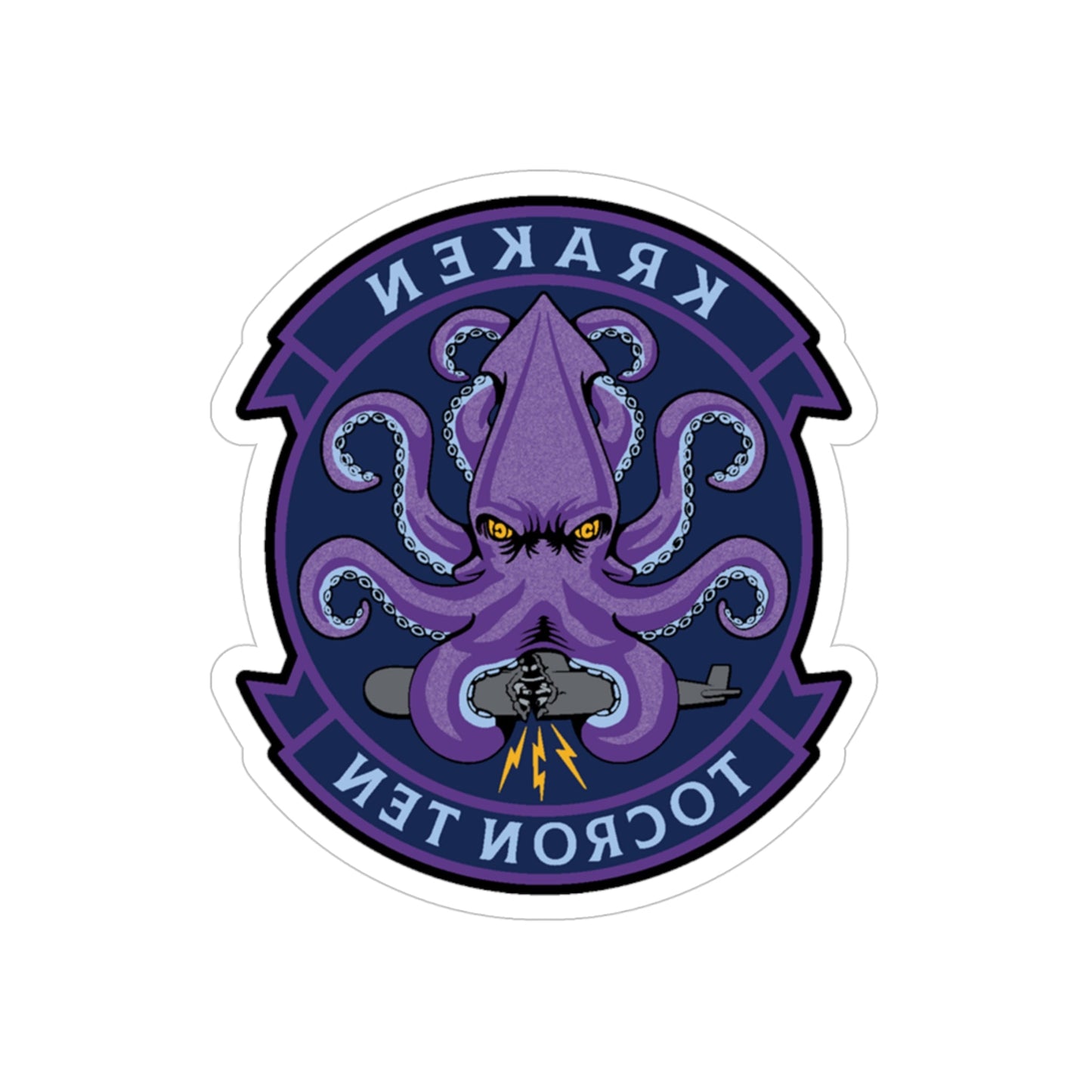 TOCRON TEN KRAKEN (U.S. Navy) REVERSE PRINT Transparent STICKER-4" × 4"-The Sticker Space