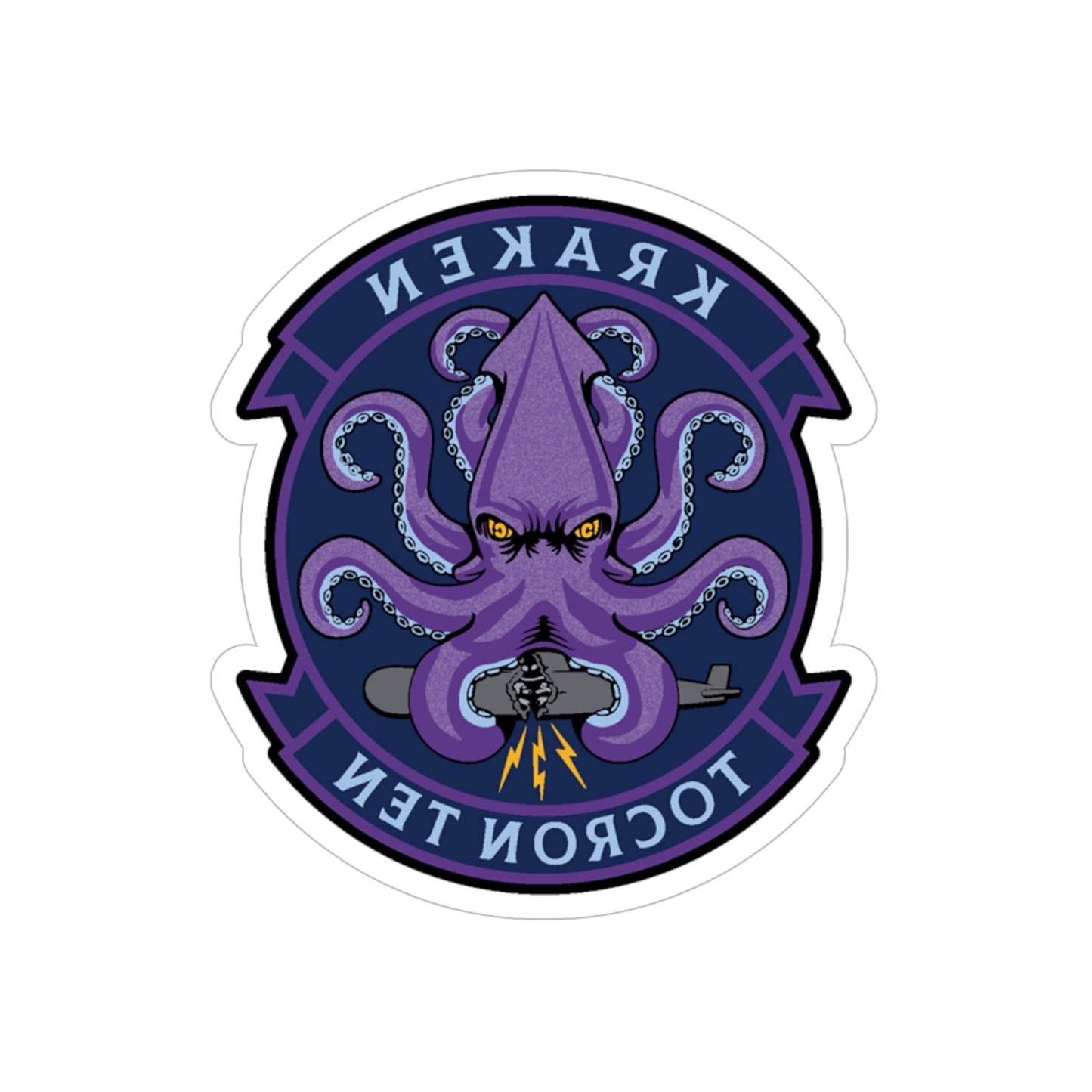 TOCRON TEN KRAKEN (U.S. Navy) REVERSE PRINT Transparent STICKER-6 Inch-The Sticker Space