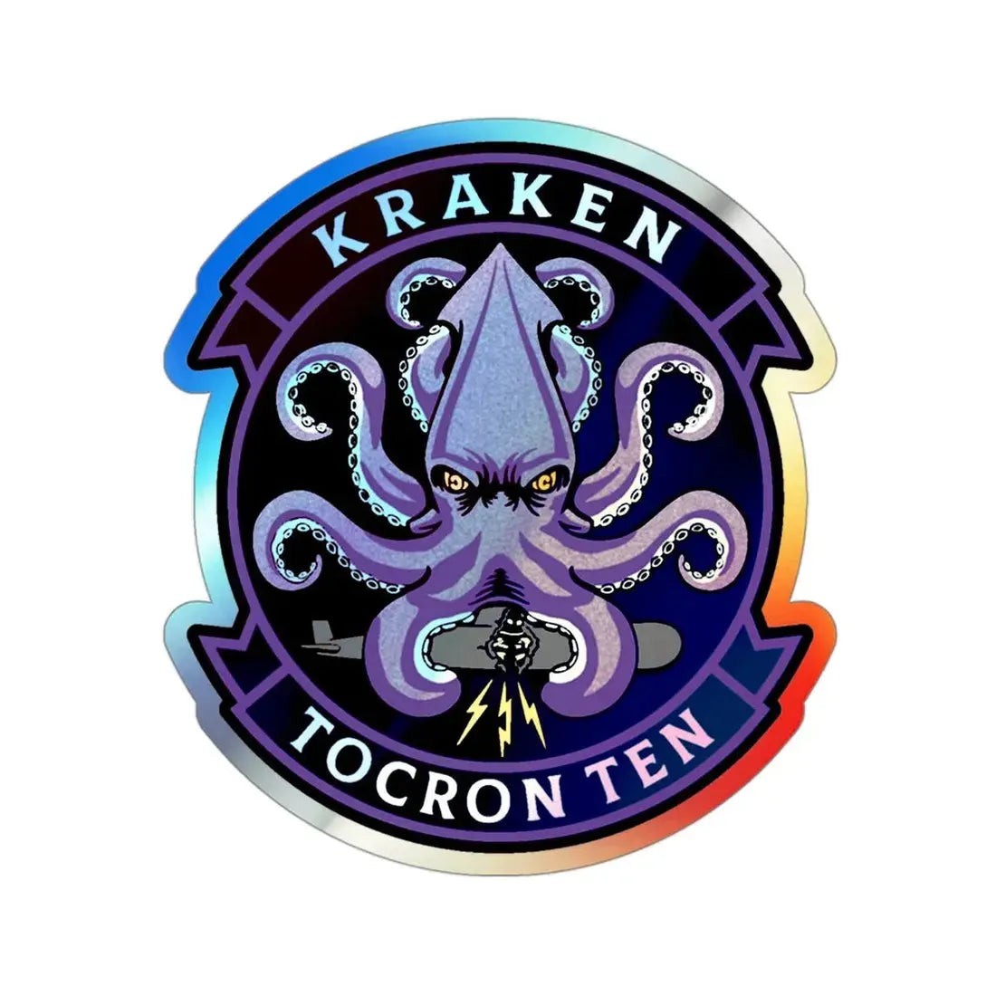 TOCRON TEN KRAKEN (U.S. Navy) Holographic STICKER Die-Cut Vinyl Decal 3 Inch Holographic - The Sticker Space