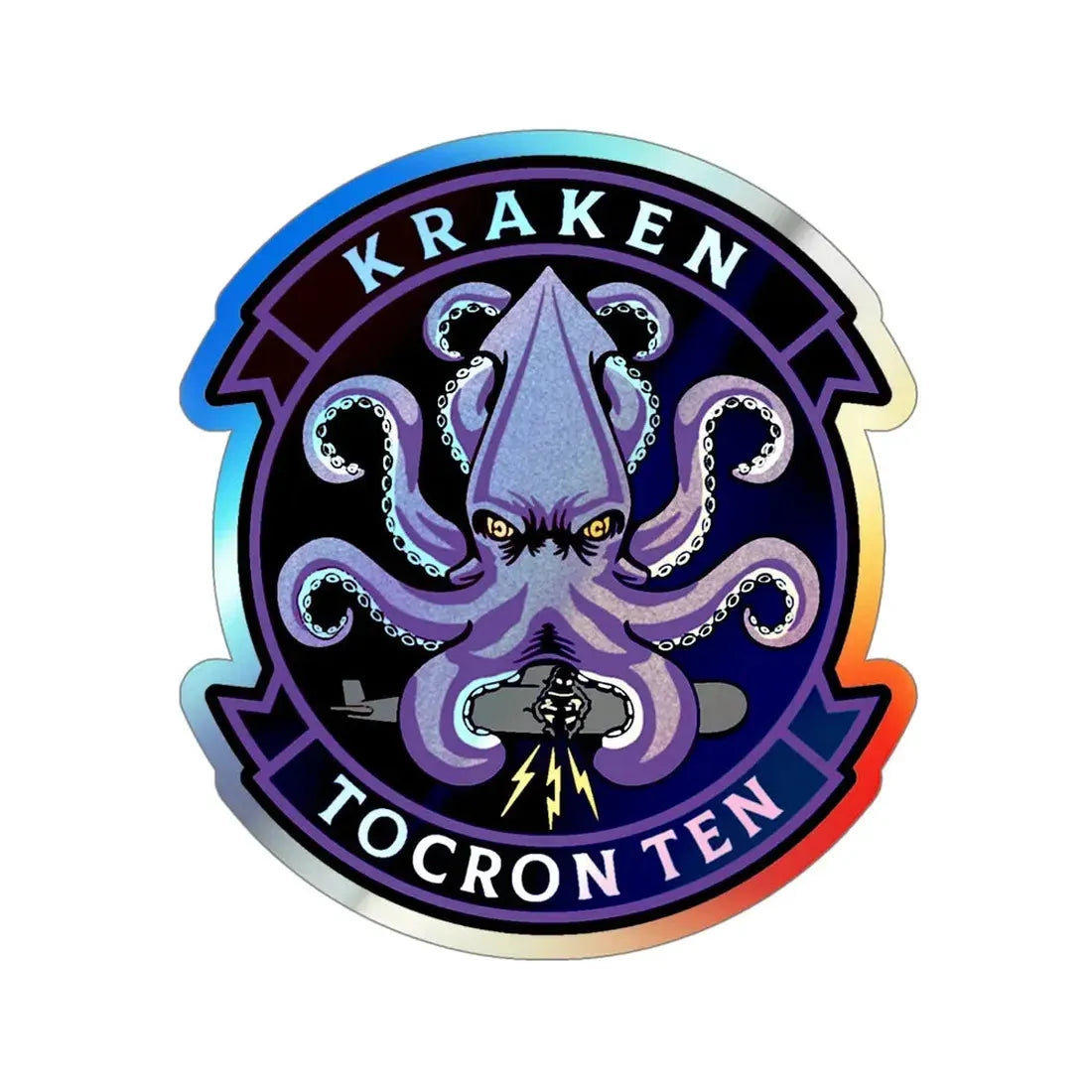 TOCRON TEN KRAKEN (U.S. Navy) Holographic STICKER Die-Cut Vinyl Decal 5 Inch Holographic - The Sticker Space