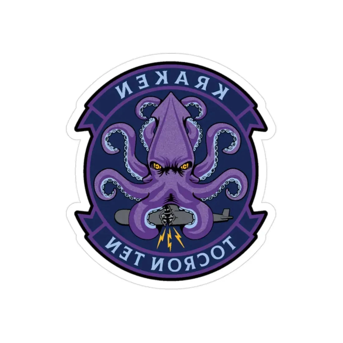 TOCRON TEN KRAKEN (U.S. Navy) REVERSE PRINT Transparent Die-Cut STICKER 2 Inch Die-Cut Transparent - The Sticker Space