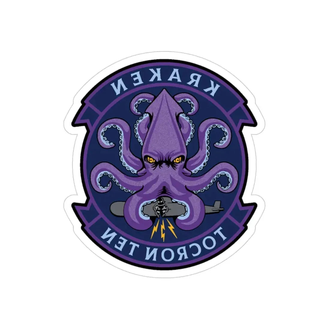TOCRON TEN KRAKEN (U.S. Navy) REVERSE PRINT Transparent Die-Cut STICKER 3 Inch Die-Cut Transparent - The Sticker Space