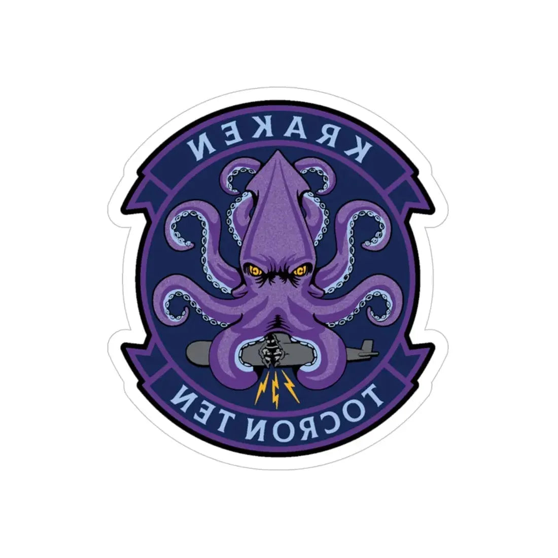TOCRON TEN KRAKEN (U.S. Navy) REVERSE PRINT Transparent Die-Cut STICKER 4 Inch Die-Cut Transparent - The Sticker Space