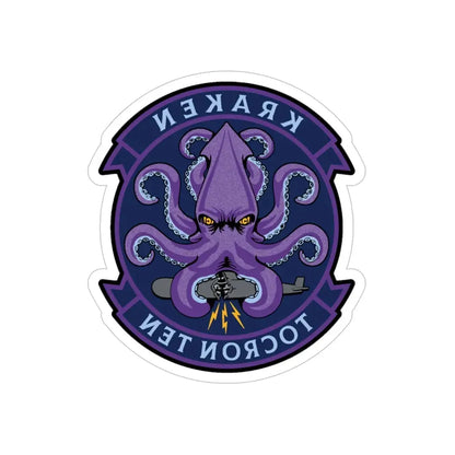TOCRON TEN KRAKEN (U.S. Navy) REVERSE PRINT Transparent Die-Cut STICKER 5 Inch Die-Cut Transparent - The Sticker Space