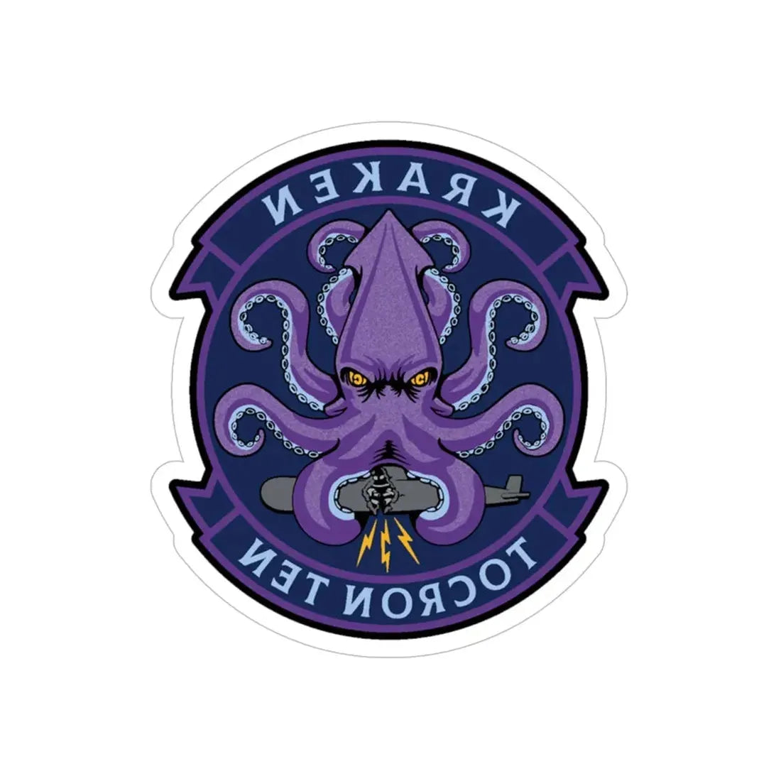 TOCRON TEN KRAKEN (U.S. Navy) REVERSE PRINT Transparent Die-Cut STICKER 6 Inch Die-Cut Transparent - The Sticker Space