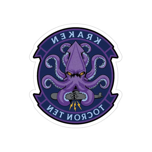 TOCRON TEN KRAKEN (U.S. Navy) REVERSE PRINT Transparent Die-Cut STICKER 6 Inch Die-Cut Transparent - The Sticker Space