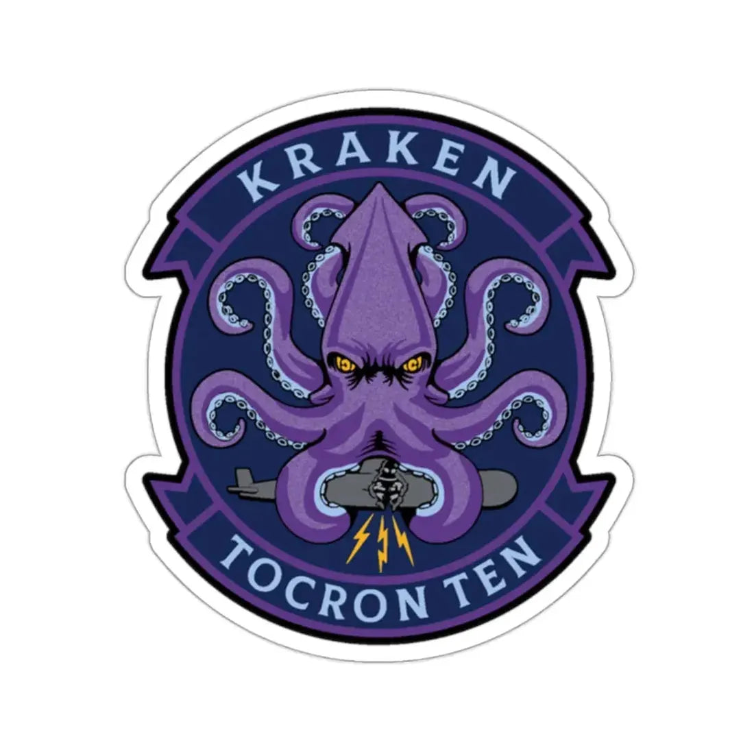 TOCRON TEN KRAKEN (U.S. Navy) STICKER Vinyl Kiss-Cut Decal 2 Inch White - The Sticker Space