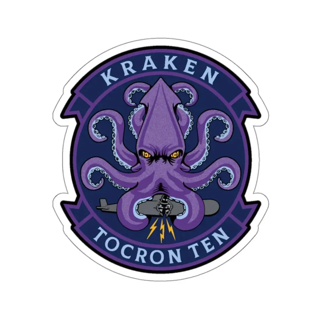 TOCRON TEN KRAKEN (U.S. Navy) STICKER Vinyl Kiss-Cut Decal 3 Inch White - The Sticker Space