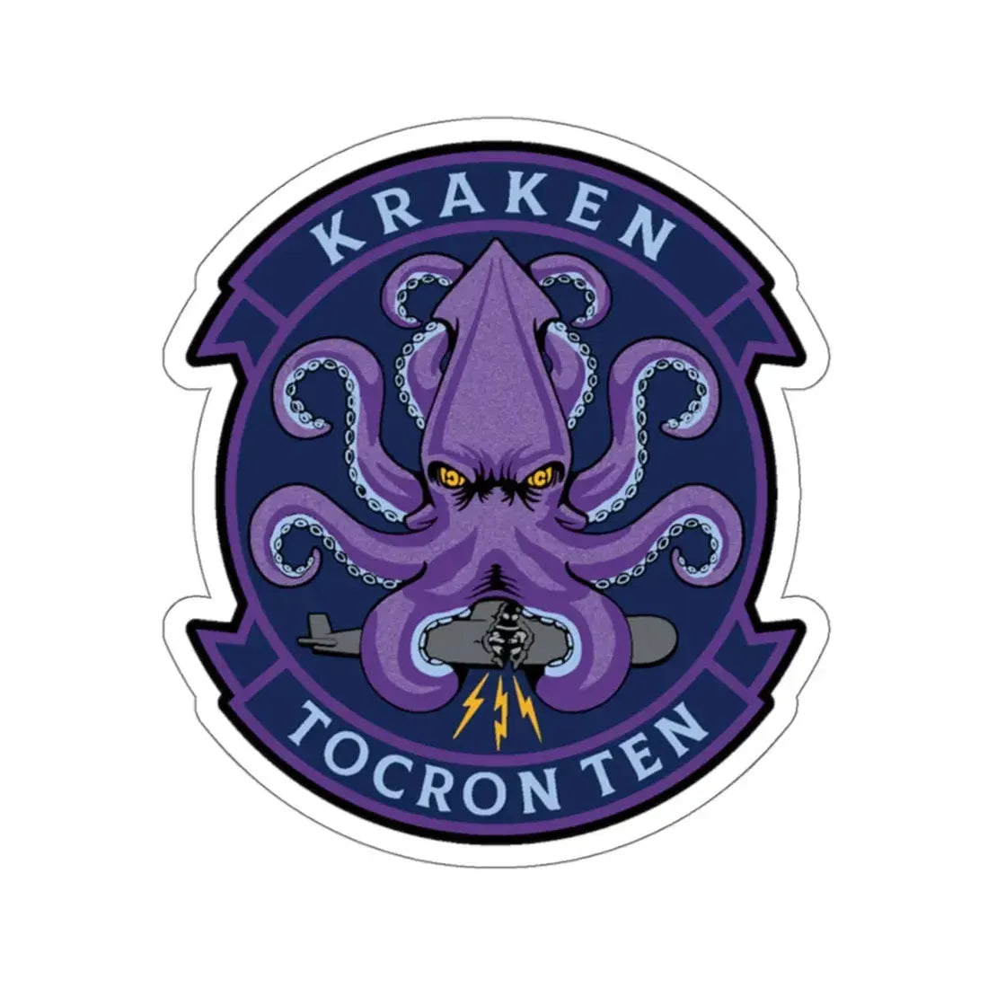 TOCRON TEN KRAKEN (U.S. Navy) STICKER Vinyl Kiss-Cut Decal 4 Inch White - The Sticker Space