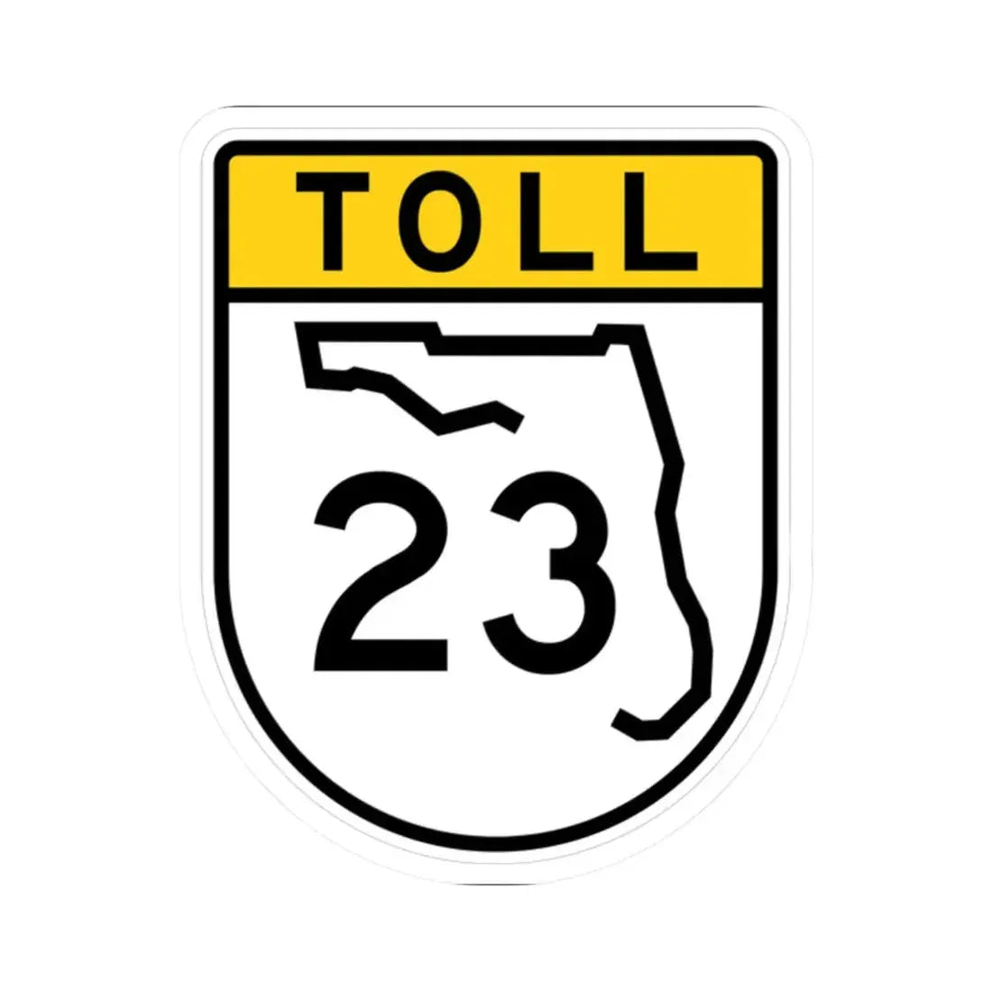 Toll Florida 23 (Florida) (Road Sign) STICKER Vinyl Kiss-Cut Decal 2 Inch White - The Sticker Space