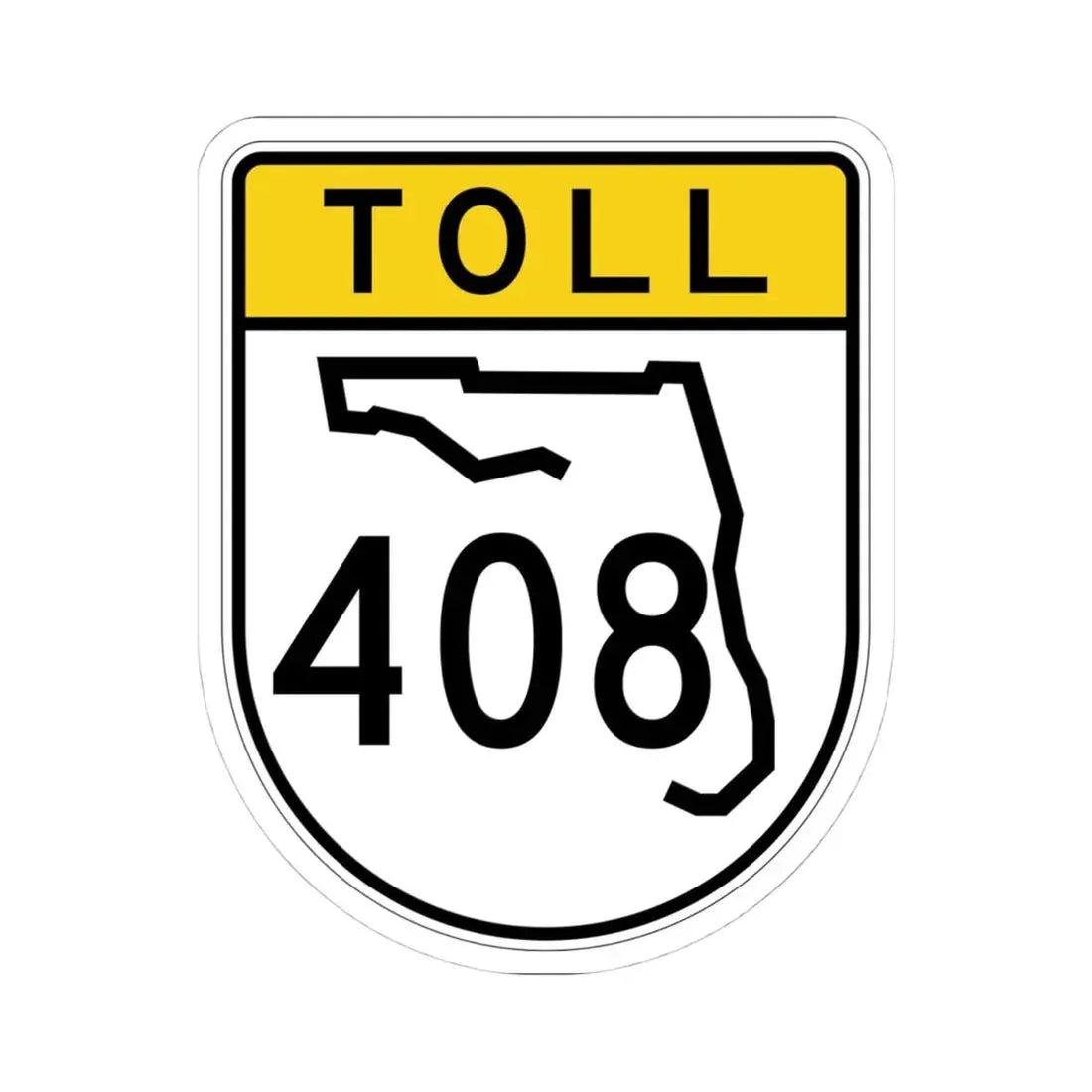 Toll Florida 408 (Florida) (Road Sign) STICKER Vinyl Kiss-Cut Decal 4 Inch White - The Sticker Space