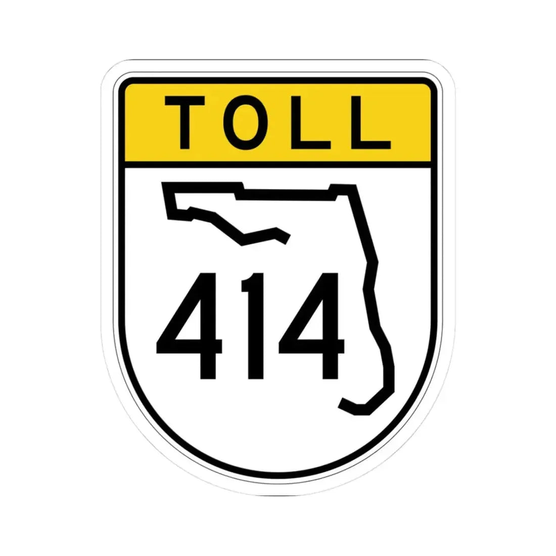 Toll Florida 414 (Florida) (Road Sign) STICKER Vinyl Kiss-Cut Decal 3 Inch White - The Sticker Space