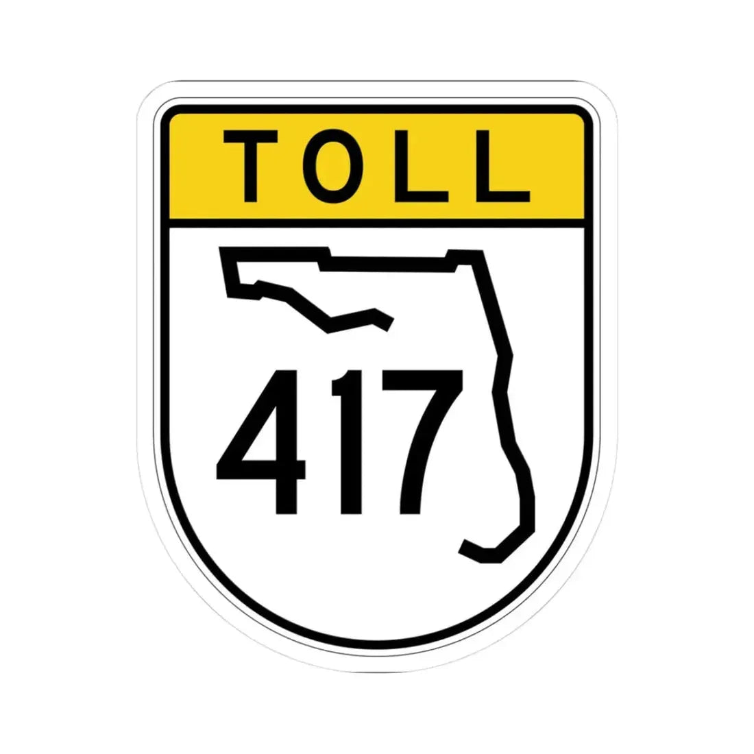 Toll Florida 417 (Florida) (Road Sign) STICKER Vinyl Kiss-Cut Decal 3 Inch White - The Sticker Space