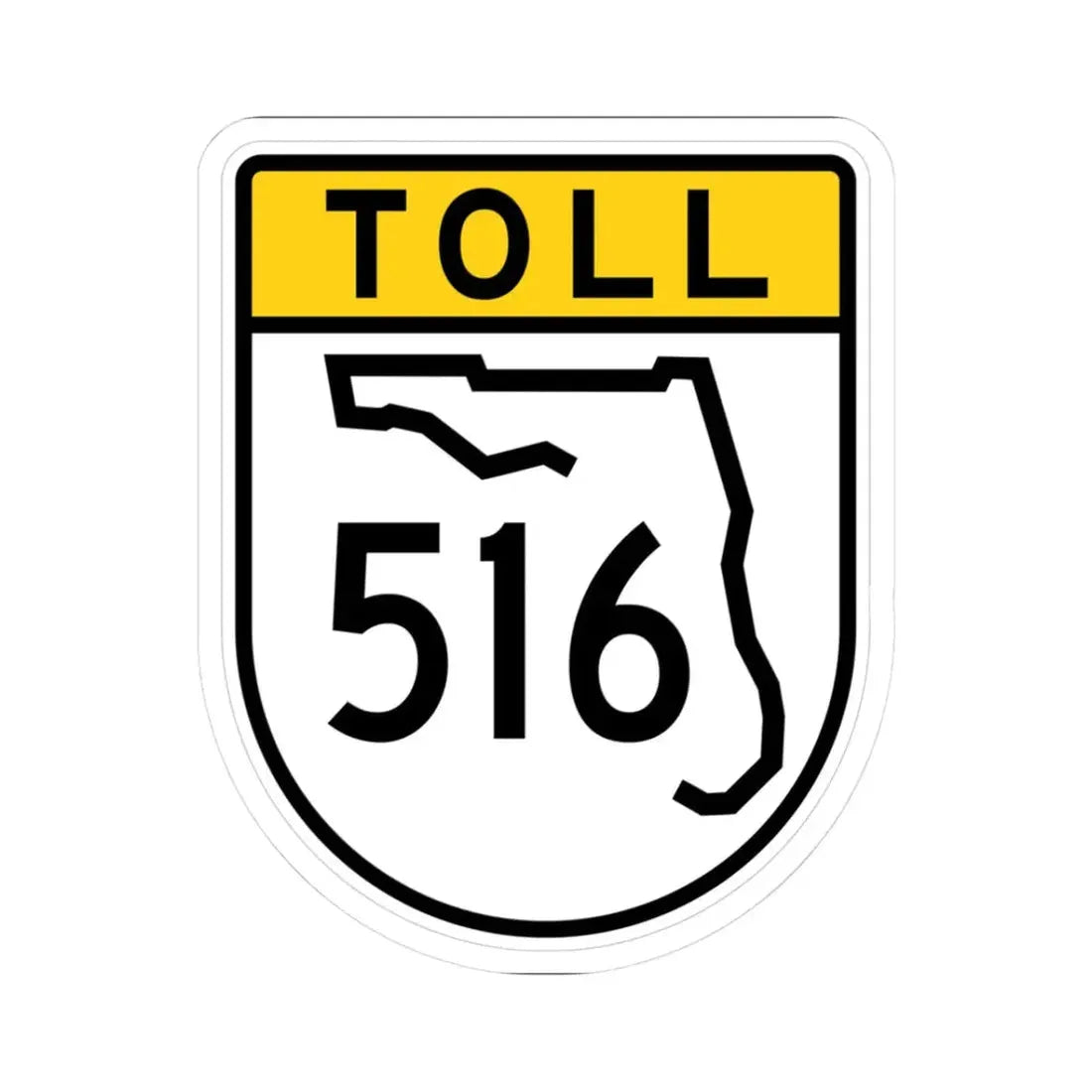Toll Florida 516 (Florida) (Road Sign) STICKER Vinyl Kiss-Cut Decal 3 Inch White - The Sticker Space
