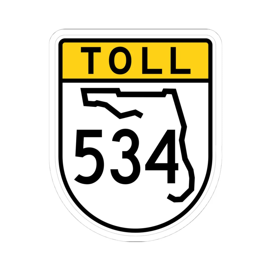 Toll Florida 534 (Florida) (Road Sign) STICKER Vinyl Kiss-Cut Decal 4 Inch White - The Sticker Space
