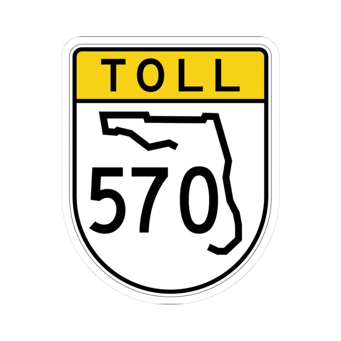 Toll Florida 570 (Florida) (Road Sign) STICKER Vinyl Kiss-Cut Decal 3 Inch White - The Sticker Space