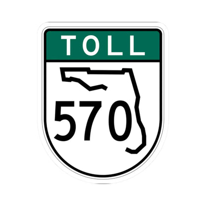 Toll Florida 570 old-green (Florida) (Road Sign) STICKER Vinyl Kiss-Cut Decal 2 Inch White - The Sticker Space