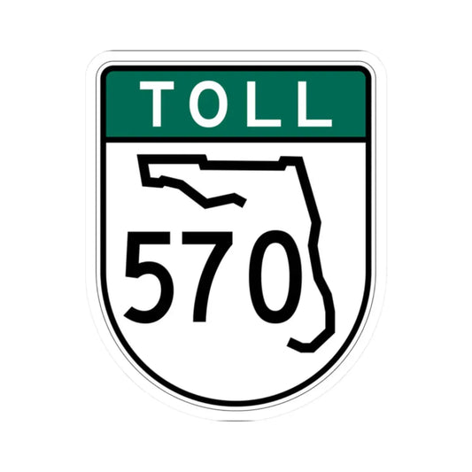 Toll Florida 570 old-green (Florida) (Road Sign) STICKER Vinyl Kiss-Cut Decal 2 Inch White - The Sticker Space