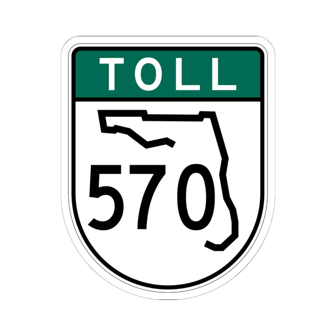 Toll Florida 570 old-green (Florida) (Road Sign) STICKER Vinyl Kiss-Cut Decal 6 Inch White - The Sticker Space