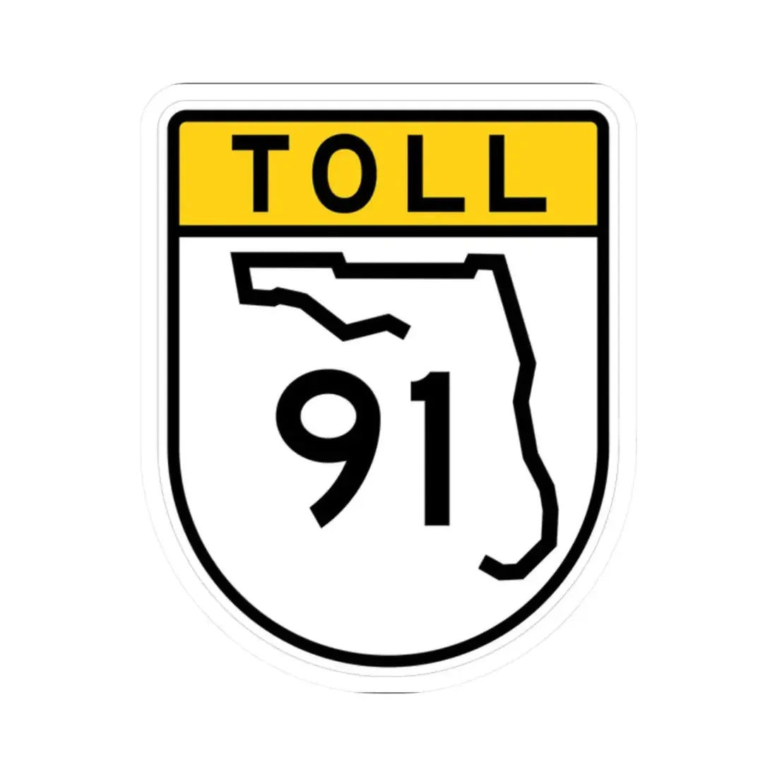 Toll Florida 91 (Florida) (Road Sign) STICKER Vinyl Kiss-Cut Decal 2 Inch White - The Sticker Space