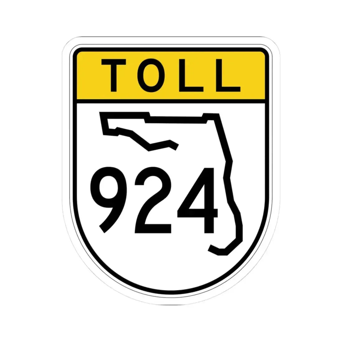 Toll Florida 924 (Florida) (Road Sign) STICKER Vinyl Kiss-Cut Decal 3 Inch White - The Sticker Space