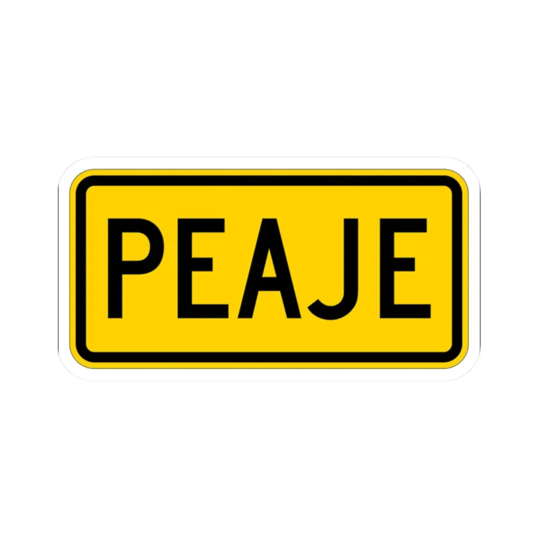 Toll plate yellow es (Puerto Rico) (Road Sign) STICKER Vinyl Kiss-Cut Decal 2 Inch White - The Sticker Space