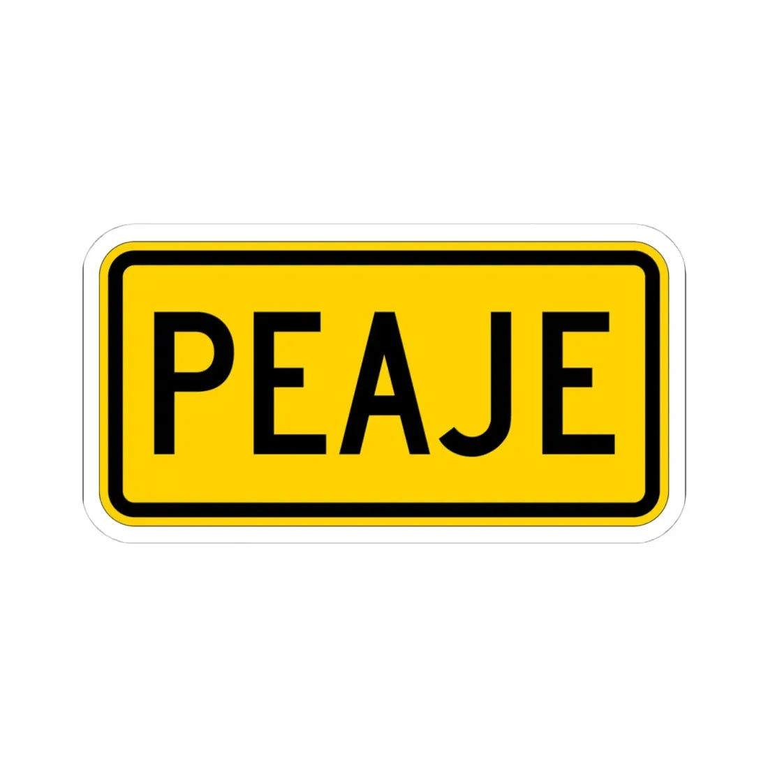 Toll plate yellow es (Puerto Rico) (Road Sign) STICKER Vinyl Kiss-Cut Decal 4 Inch White - The Sticker Space