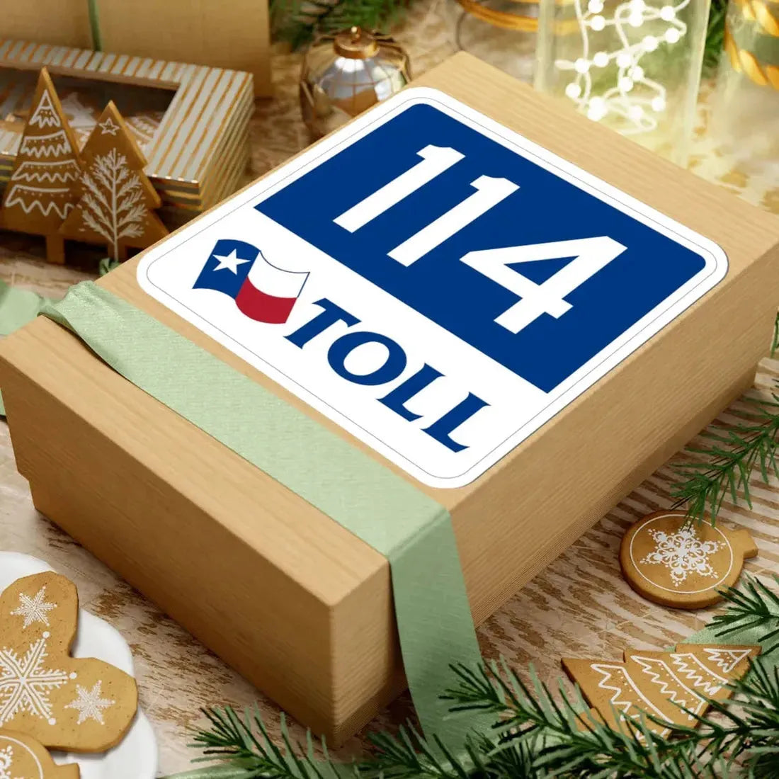 Toll Texas 114 new (Texas) (Road Sign) STICKER Vinyl Kiss-Cut Decal - The Sticker Space