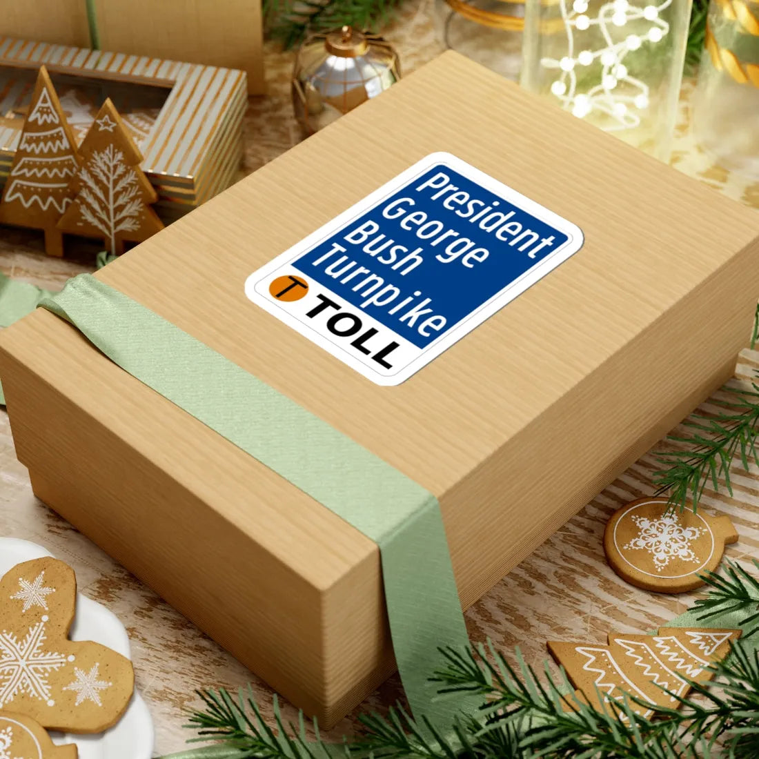 Toll Texas President George Bush Turnpike (Texas) (Road Sign) STICKER Vinyl Kiss-Cut Decal - The Sticker Space